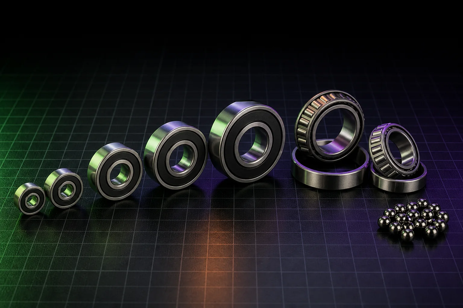 Small and large scooter bearings and steering bearings