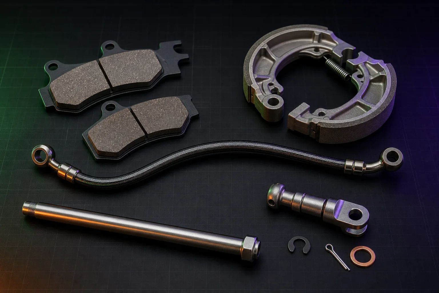 Scooter chassis and braking parts