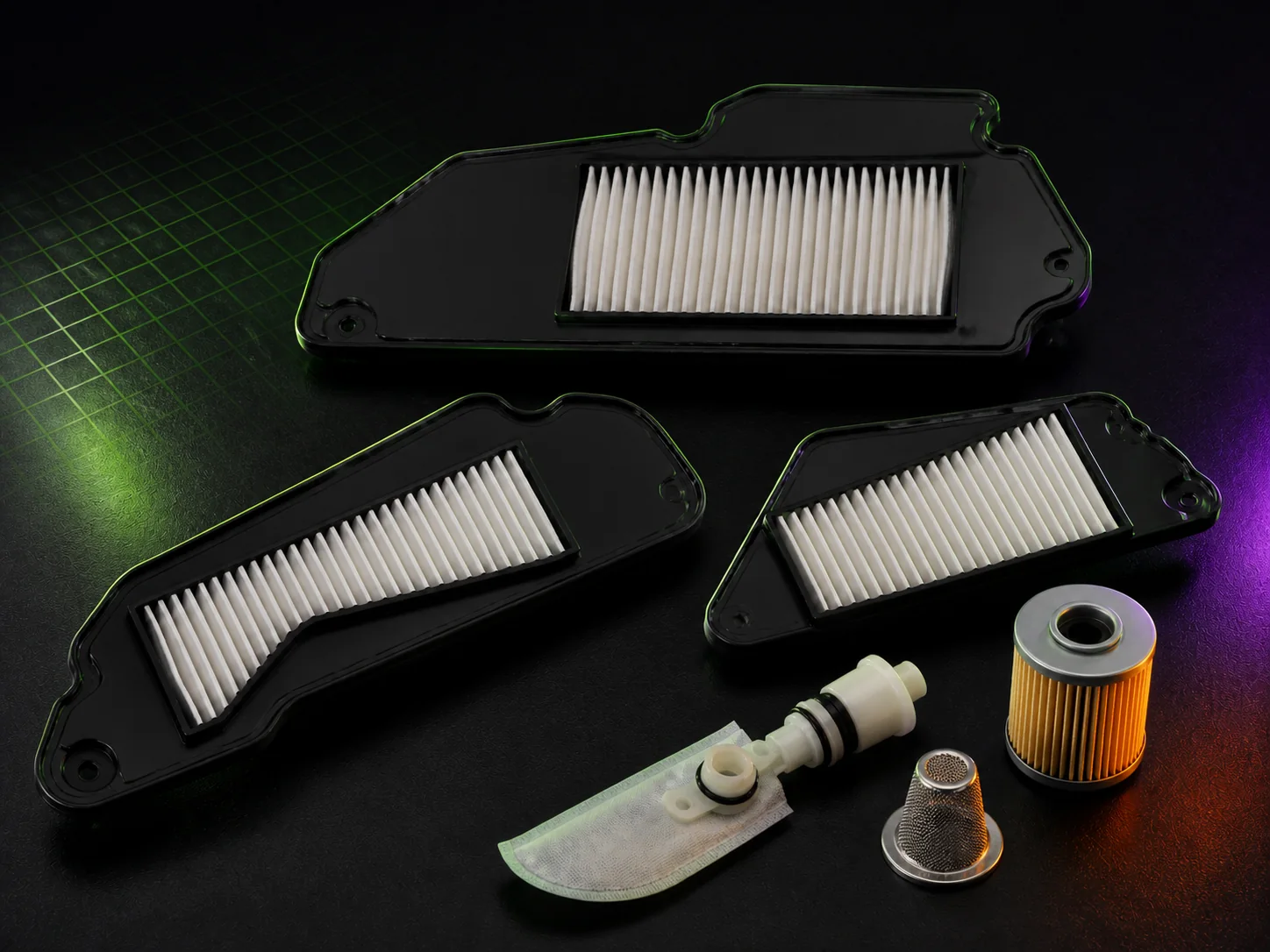 Scooter air, fuel and oil filter package